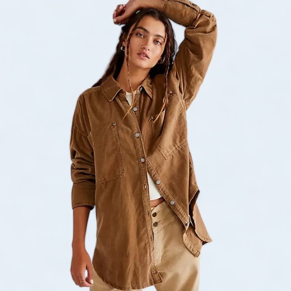 New We The Free x Free People Buttondown Baby Corduroy Oversized Top / Jacket - Picture 11 of 15